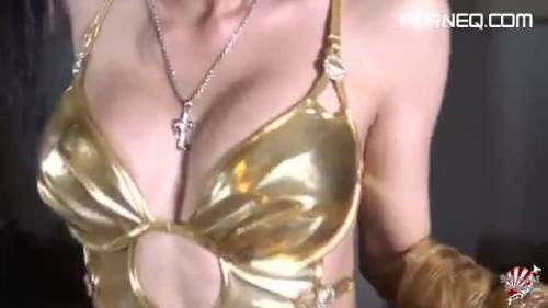Shiny gold dress and gloves on a hard cock Asian shemale - new.porneq.com on ipornview.com