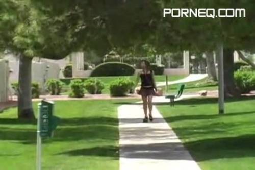 Sweet schoolgirl Kimber plays with her pussy in the park - new.porneq.com on ipornview.com